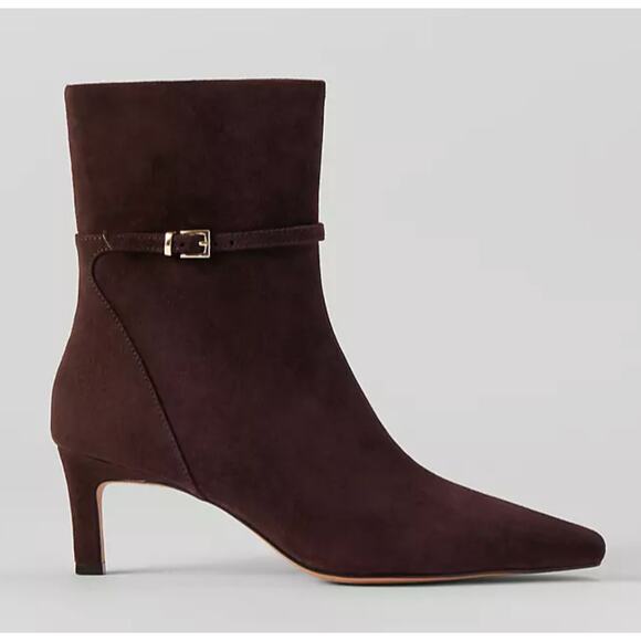NWOB Ann Taylor Brown Suede Ankle Chain Bootie 10 - Picture 1 of 5